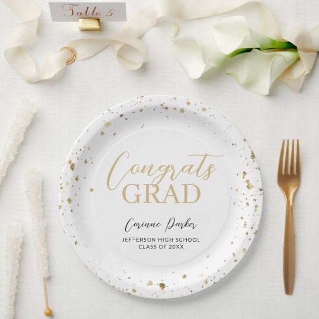 Modern Glitz Personalized Graduation Paper Plate (Wedding)