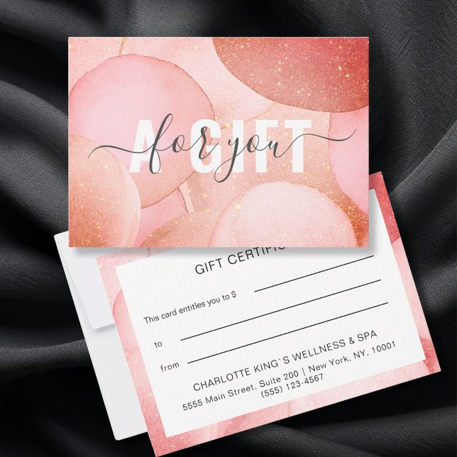 Modern Glitzer Gift Certificates Flat Card (Modern Salon Glitter Gift Certificates personalized)