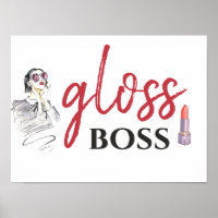 Modern Gloss Boss Girl Black Red Funny World Art