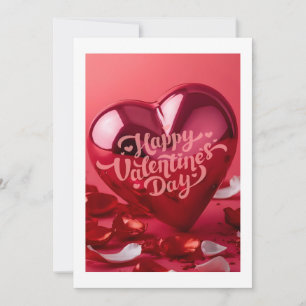 Modern Glossy 3D Red Heart Valentine's Day card