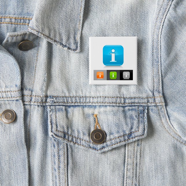 Modern Glossy Information Symbols 2 Inch Square Button (Creator Uploaded)