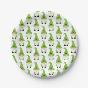 Modern Gnome Candy Cane Heart Festive Christmas Paper Plate