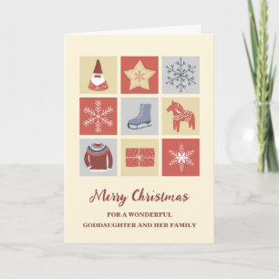 Modern Goddaughter & Family Merry Christmas Card