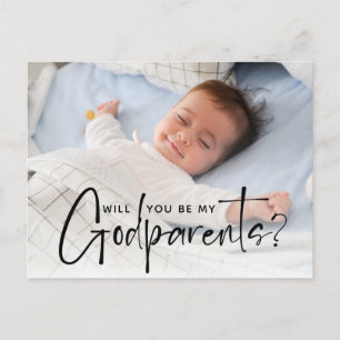 Modern Godparents Proposal Photo Postcard