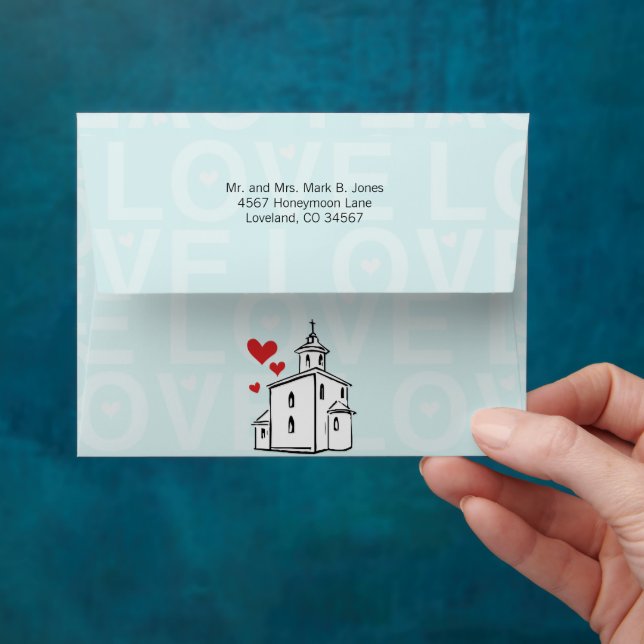 Modern Going to the Chapel Christian RSVP Envelope (Hand)