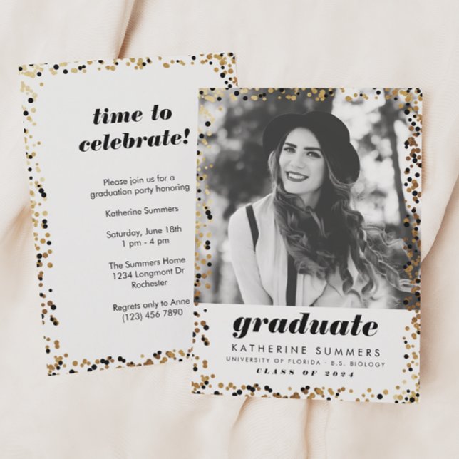 Modern Gold 2024 Photo Graduation Invitations (Creator Uploaded)