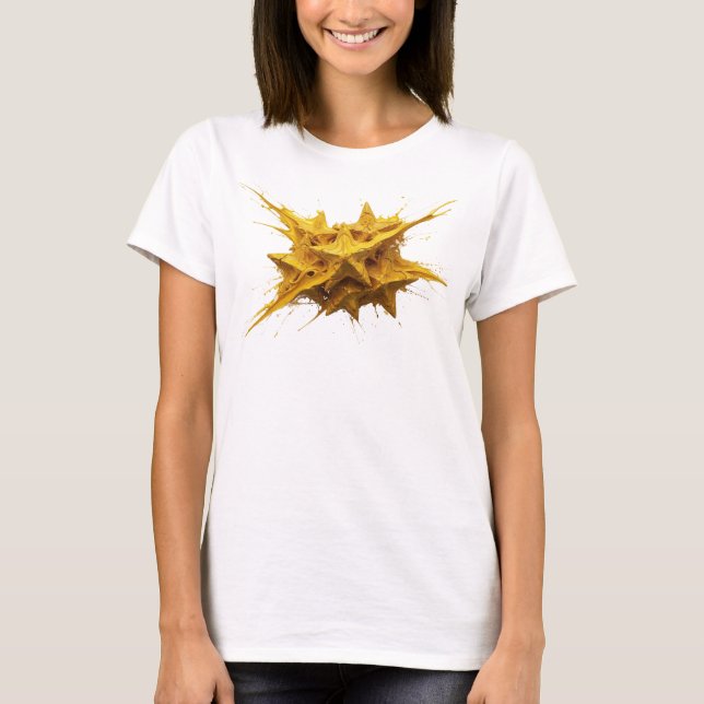 Modern Gold Abstract Stars Style Statement T-Shirt (Front)