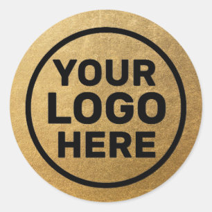 Modern Gold Add Logo  Classic Round Sticker