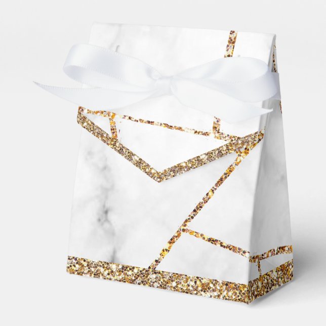 Modern  Gold Agate Geode Monogram Favor Box (Front Side)