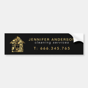 Modern Gold And Black Cleaning Services Bumper Sticker
