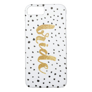 Modern Gold and Black Dots Bride Case-Mate iPhone Case