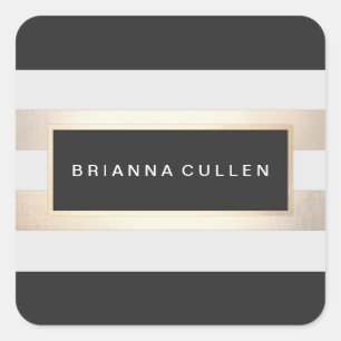 Modern Gold and Black  Stripes Square Sticker