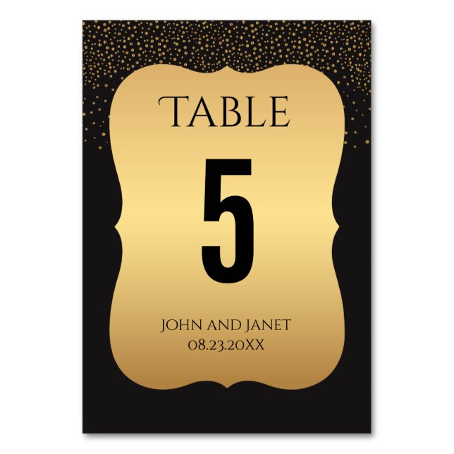Modern Gold and Black Table Numbers (Front)