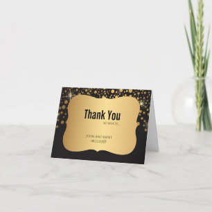 Modern Gold and Black Thank You Card