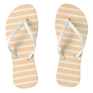Modern Gold and Cream Striped Flip Flops