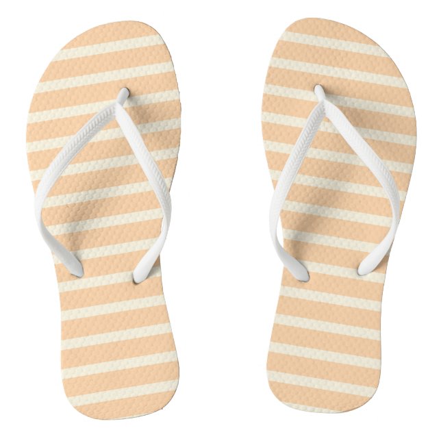 Modern Gold and Cream Striped Flip Flops (Footbed)