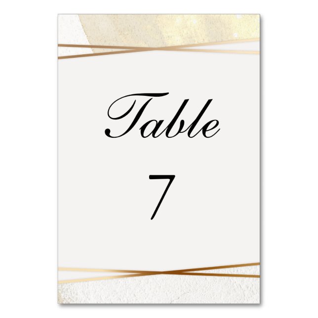 Modern Gold and Cream Wedding Reception  Table Number (Front)