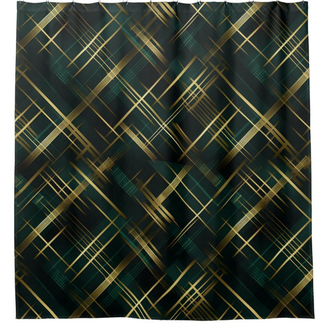 Modern Gold And Dark Green Plaid  (Front)