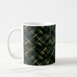 Modern Gold And Dark Green Plaid  Coffee Mug