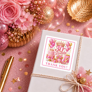 Modern Gold And Pink Sparkle 30th Birthday Sticker
