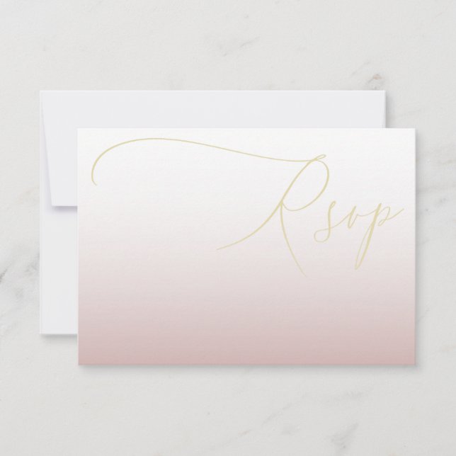 Modern Gold and Pink Wedding Rsvp Card (Front)