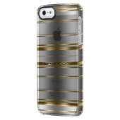 Modern Gold And Silver Grey Stripes Pattern Uncommon iPhone Case (Back Left)