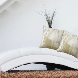 Modern Gold and Silver Splatters Abstract Design Throw Pillow