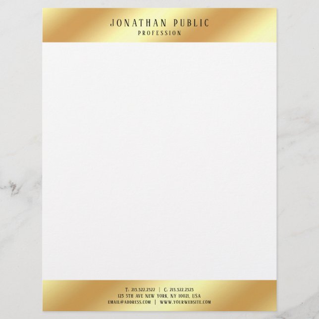 Modern Gold And White Elegant Simple Template Letterhead (Front)