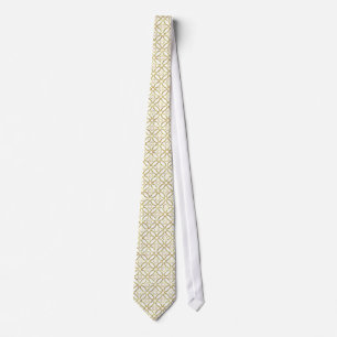 Modern Gold And White Geometric pattern Tie