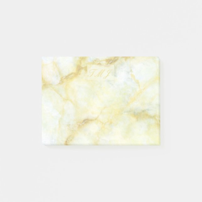 Modern Gold and White Marble Post-it Notes (Front)