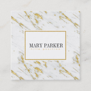Modern Gold And White Marble Stone Square Business Card
