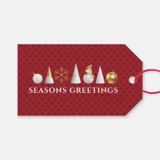 Modern Gold and White Ornaments 1 Red Gift Tag