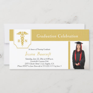 Modern Gold and White Photo Nursing Graduation Announcement