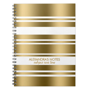 Modern Gold And White Stripes Pattern Notebook