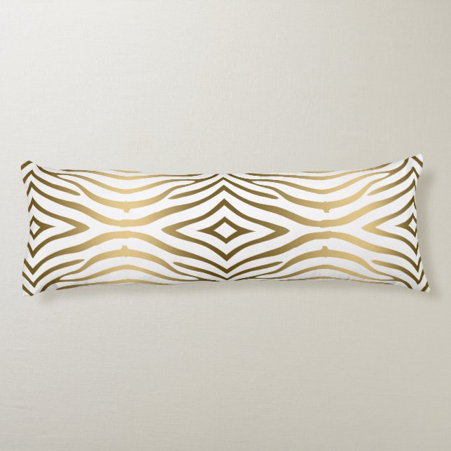 Modern Gold And White Zebra Stripes Body Pillow (Back)