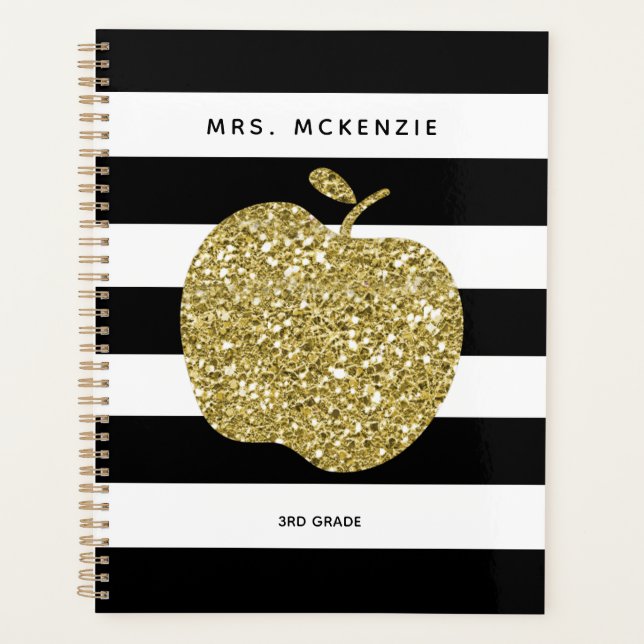 Modern Gold Apple Teacher Back to School Planner (Front)