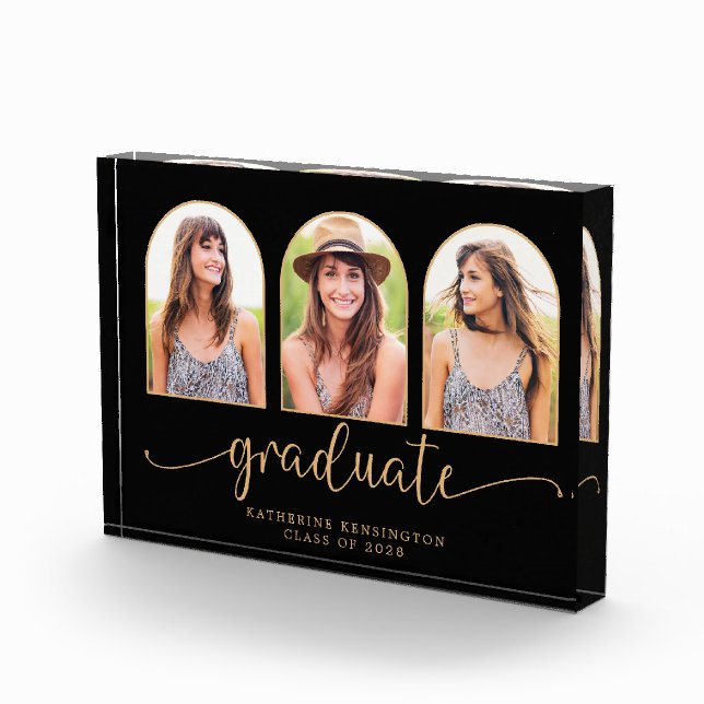 Modern Gold Arch 3 Photo Graduation Block (Right)