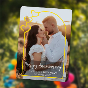 Modern Gold Arch Happy Anniversary Photo Card