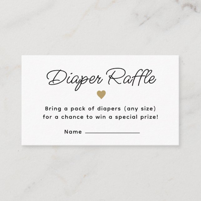 Modern Gold Baby Shower Diaper Raffle Ticket Enclosure Card (Front)