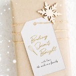 Modern Gold Baking Spirits Bright Christmas Baking Gift Tags<br><div class="desc">Custom-designed baking gift tags for the holiday season featuring "baking spirits bright" gold calligraphy with personalized family name on the front,  black and brown tartan plaid pattern on the back.</div>