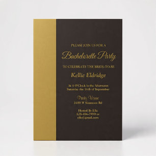 Modern Gold Bar Black Bachelorette Party Invitatio Invitation