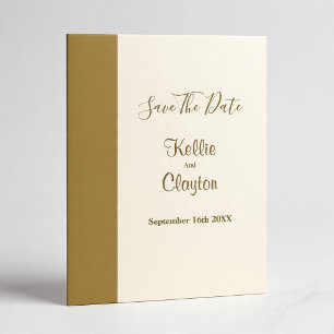 Modern Gold Bar Ivory Save The Date Invitation