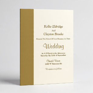 Modern Gold Bar Ivory Wedding Invitation