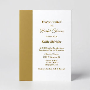 Modern Gold Bar Wedding Bridal Shower Invitation