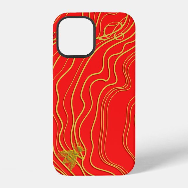 Modern Gold Bee Monogram Case-Mate iPhone Case (Back)