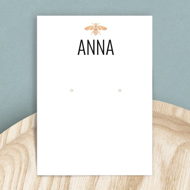 Modern Gold Bee White Earring Display Card (Creator Uploaded)