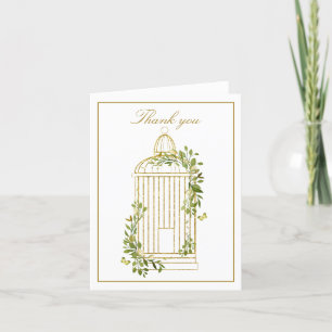 Modern Gold Birdcage Folded Thank You Card