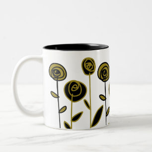 Modern Gold Black and White Two-Tone Coffee Mug