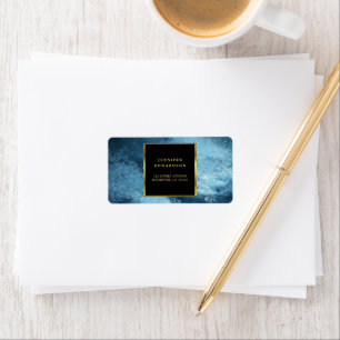 Modern gold black blue ice return address label