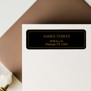 Modern Gold Black Border Return Address Label